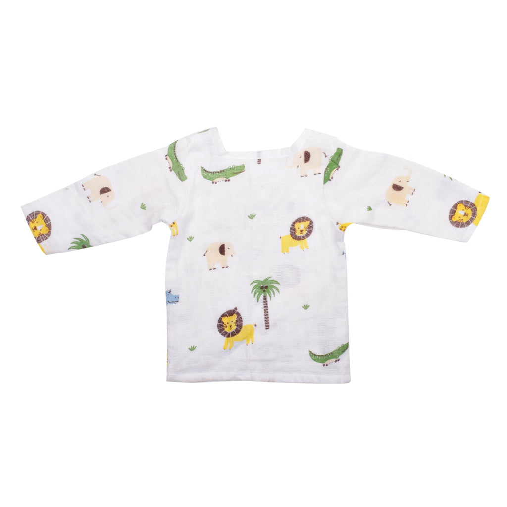 Baby Unisex Organic Cotton Muslin Full Sleeves Jhabla - Pack of 2