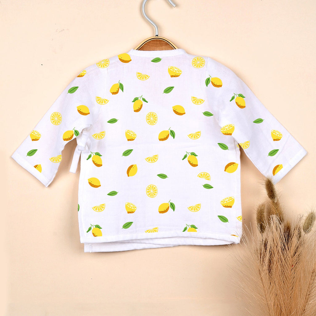 Kids Muslin Front Open Kimono - Lemon