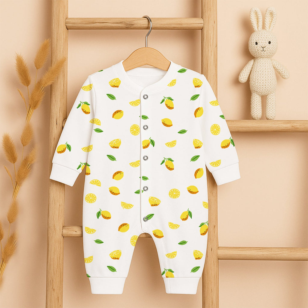 Kids Organic Cotton Full Body Romper - Lemon
