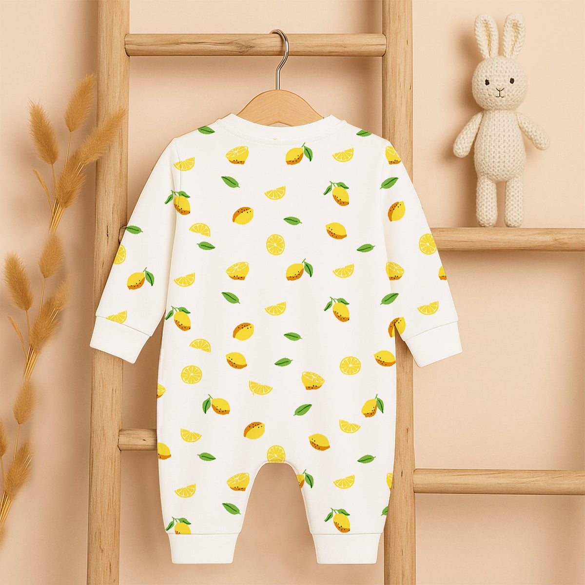 Kids Organic Cotton Full Body Romper - Lemon