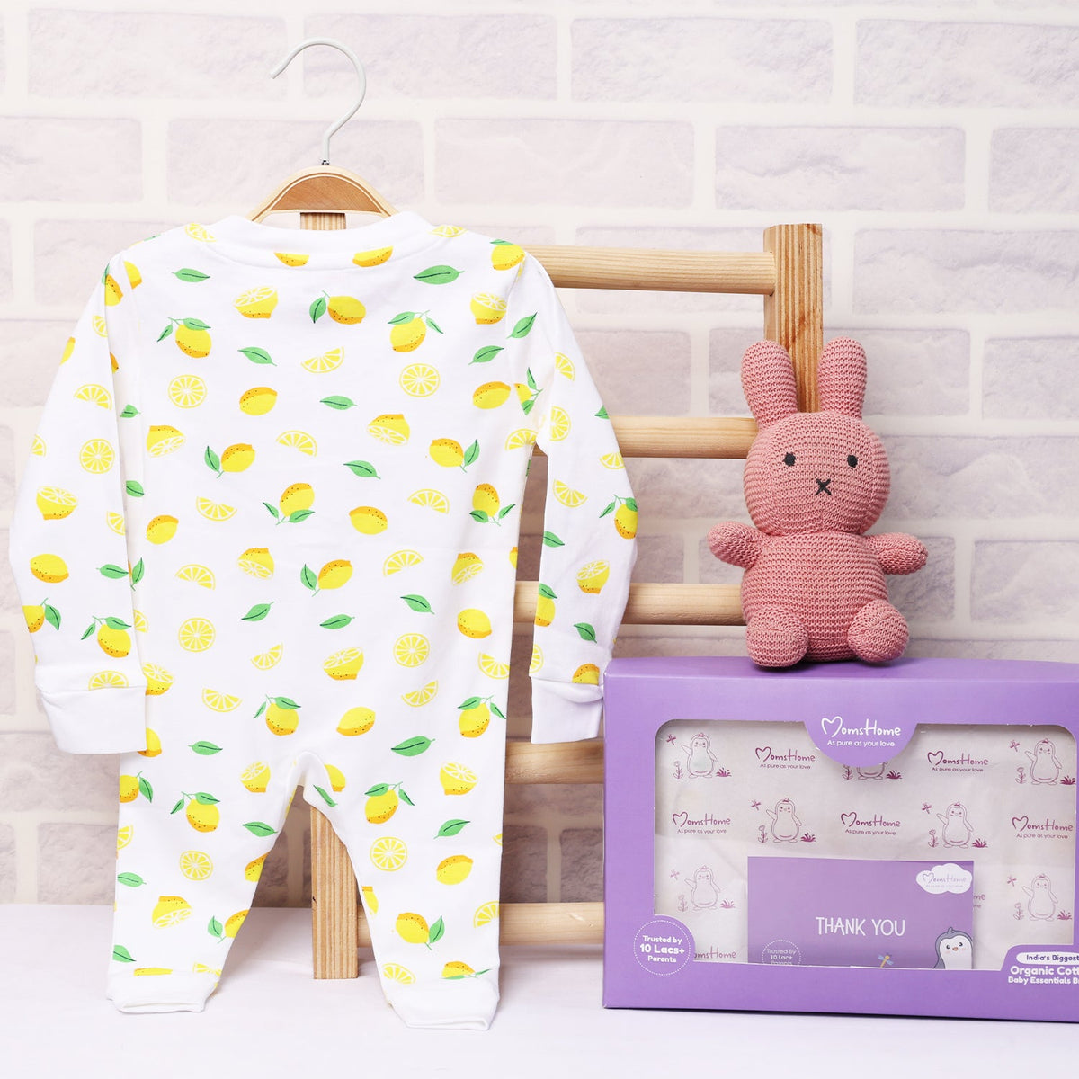 Kids Organic Cotton Full Body Romper - Lemon
