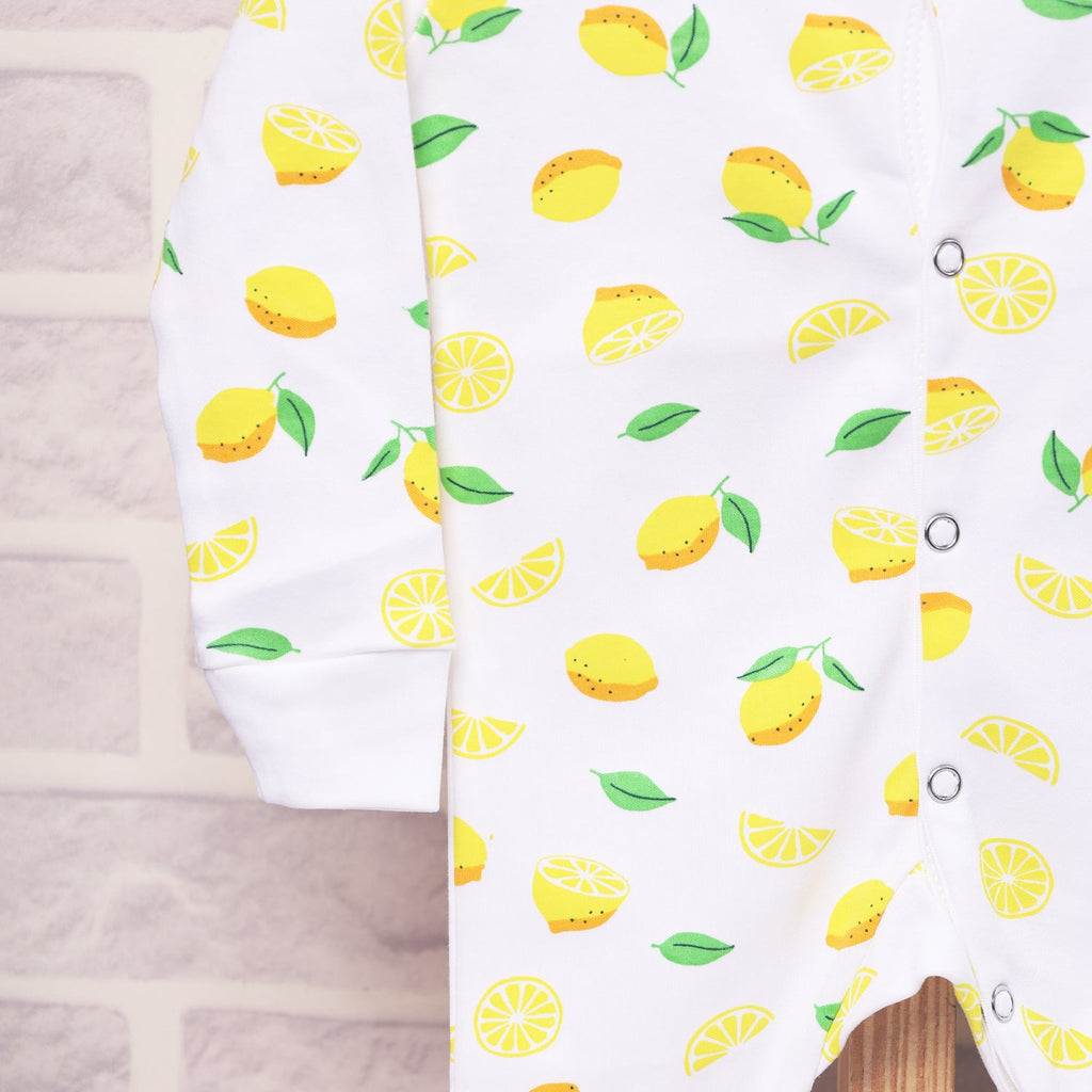 Kids Organic Cotton Full Body Romper - Lemon