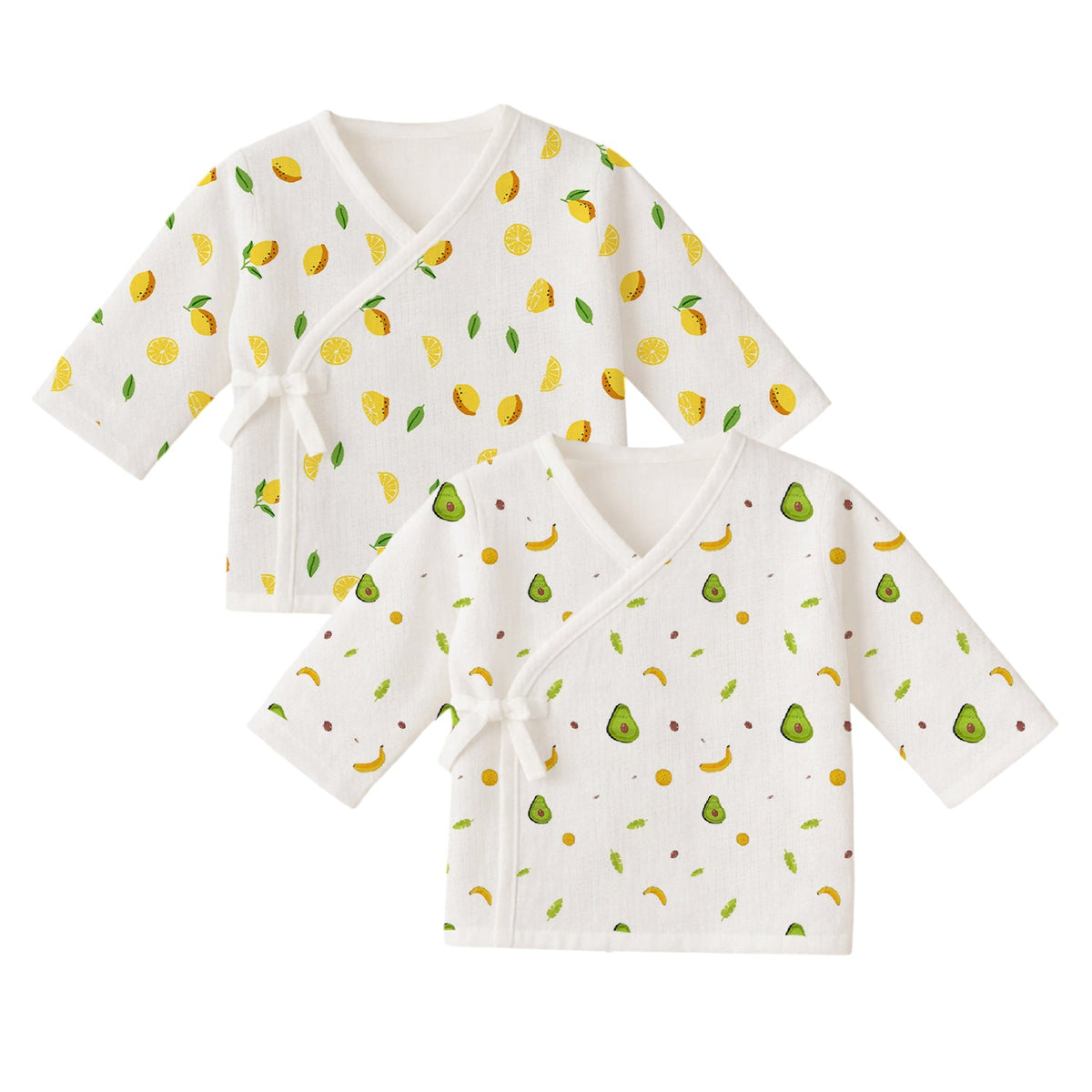 Muslin Front Open Kimono For New Born Baby - Pack of 2