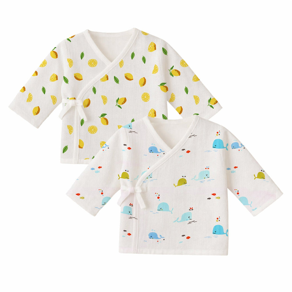 Muslin Front Open Kimono For New Born Baby - Pack of 2