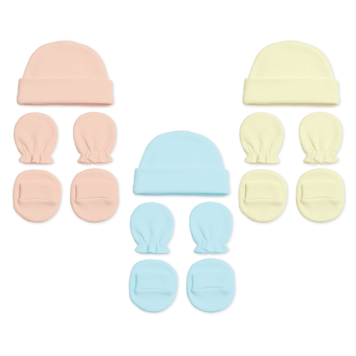 New Born Baby Cap Mitten Bootie Set - Pack of 3