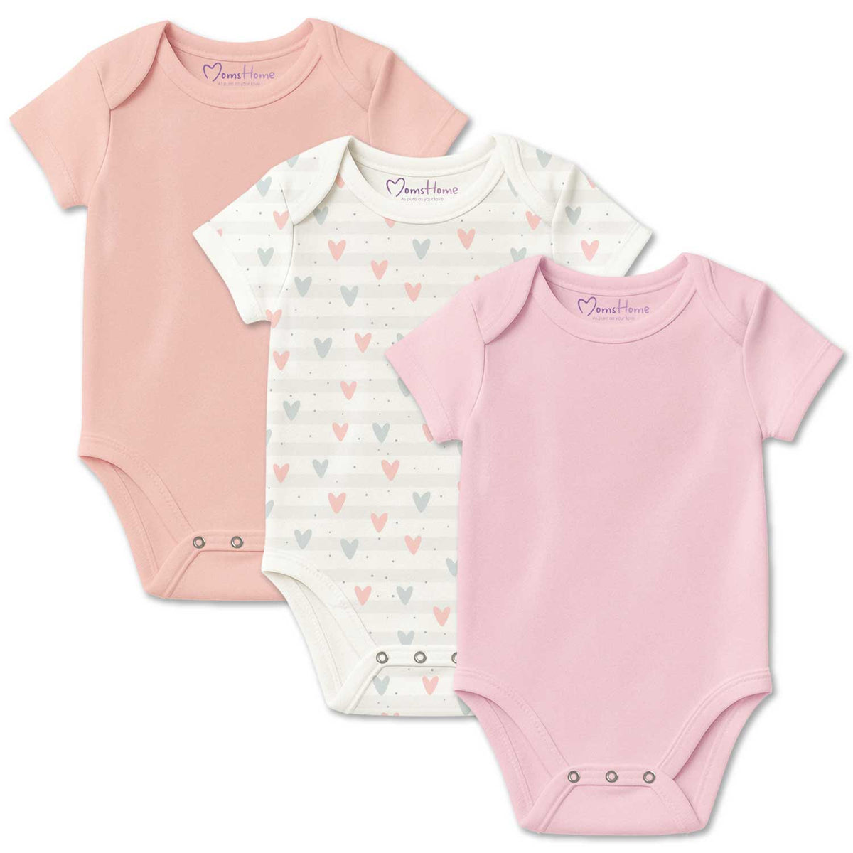 New Born Baby Organic Cotton Half Sleeves Onesie - Pack of 3