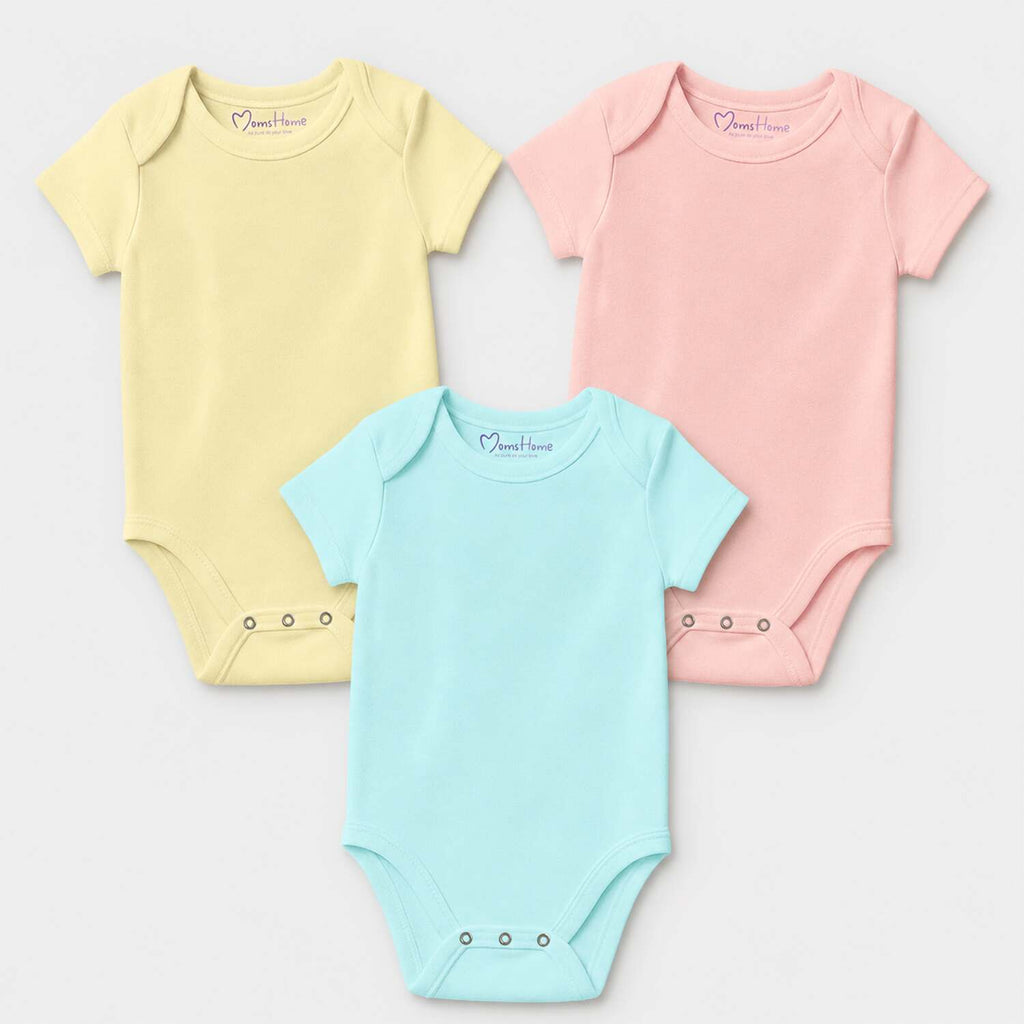 New Born Baby Organic Cotton Half Sleeves Onesie - Pack of 3