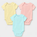 New Born Baby Organic Cotton Half Sleeves Onesie - Pack of 3
