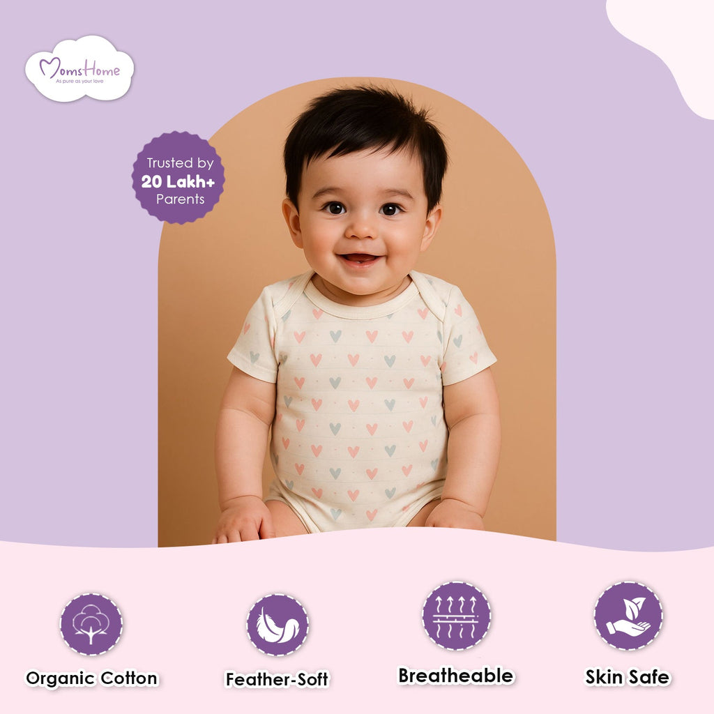 New Born Baby Organic Cotton Half Sleeves Onesie - Pack of 3