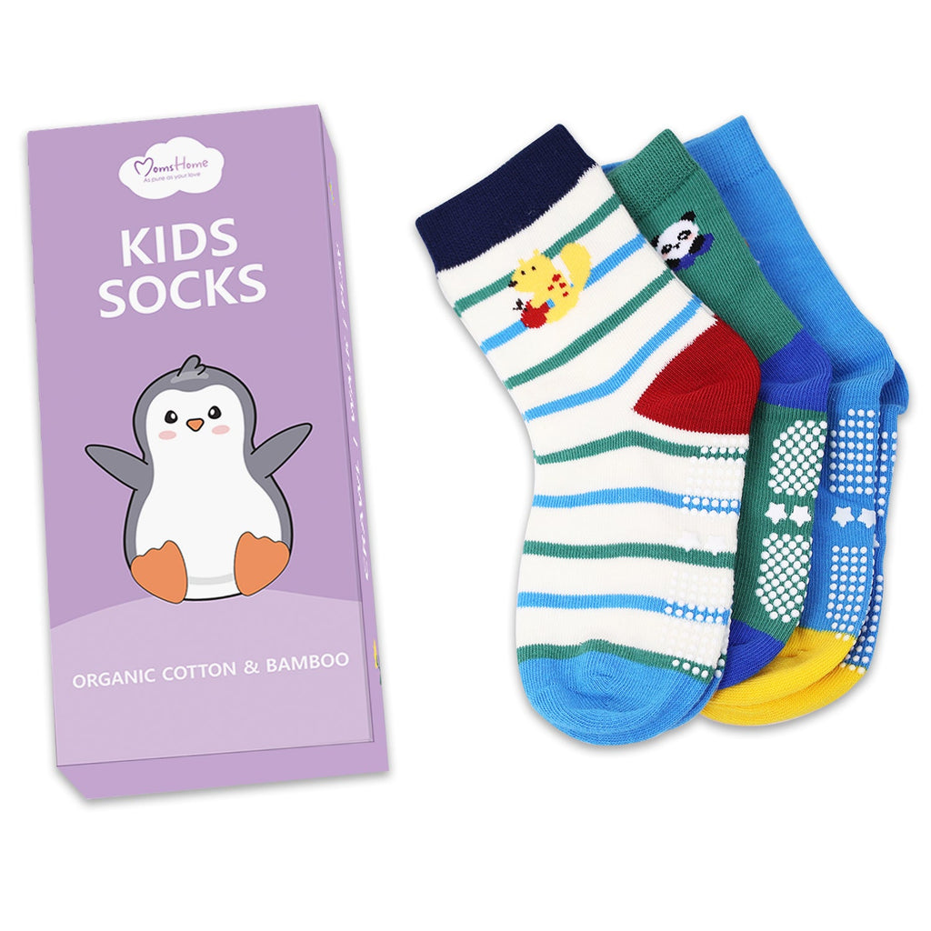 Organic Cotton Anti-Skid Socks for Boys & Girls - Pack of 2