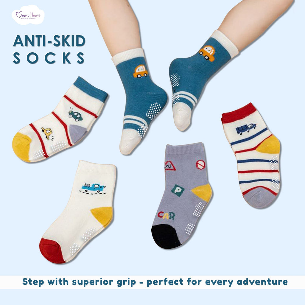 Organic Cotton Anti-Skid Socks for Boys & Girls - Pack of 2