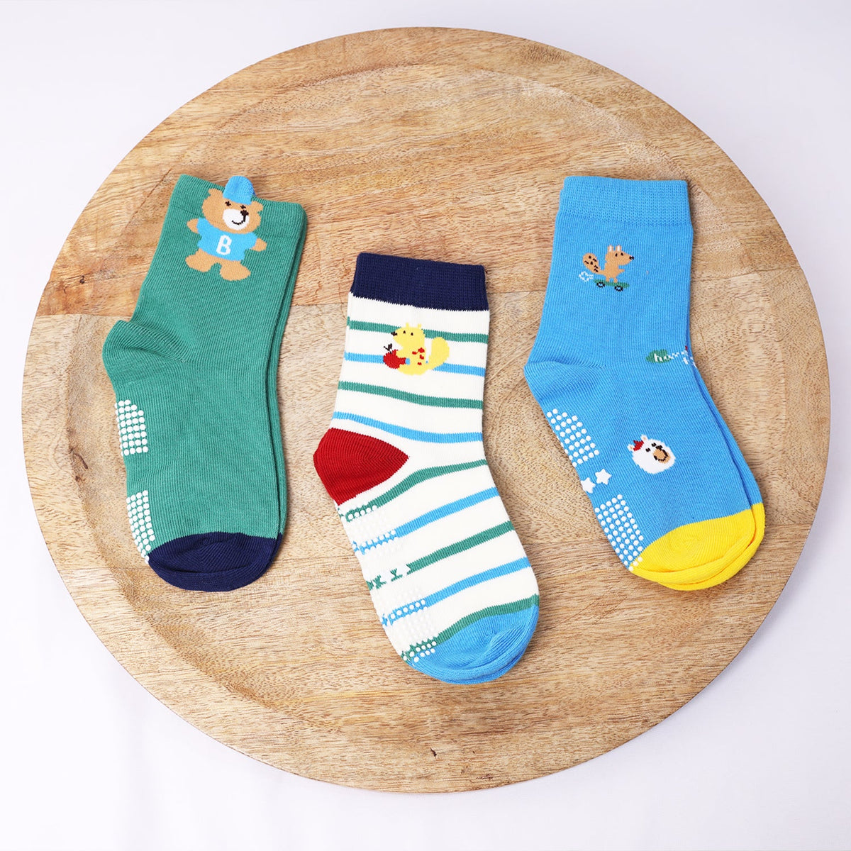Organic Cotton Anti-Skid Socks for Boys - Pack of 3