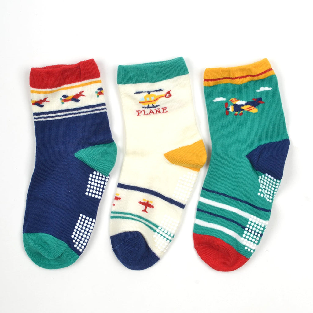 Organic Cotton Anti-Skid Socks for Boys - Pack of 3