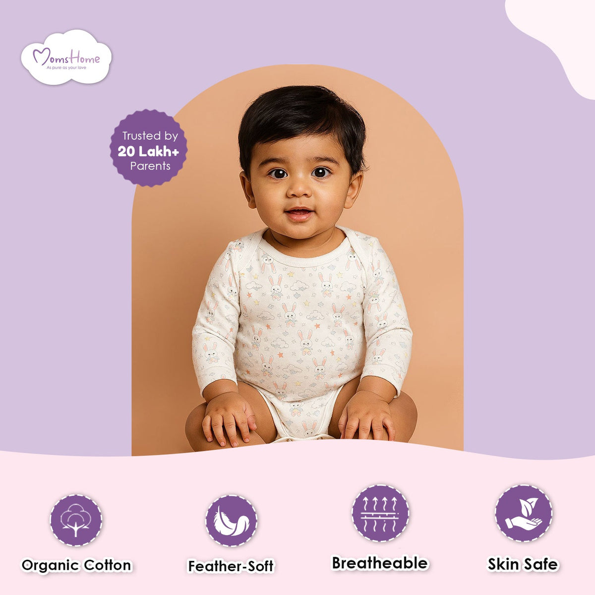 Organic Cotton Baby Full & Half Sleeve Onesie - Pack of 2