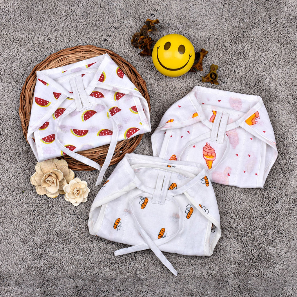 Organic Cotton Baby Muslin Nappies - Pack of 3