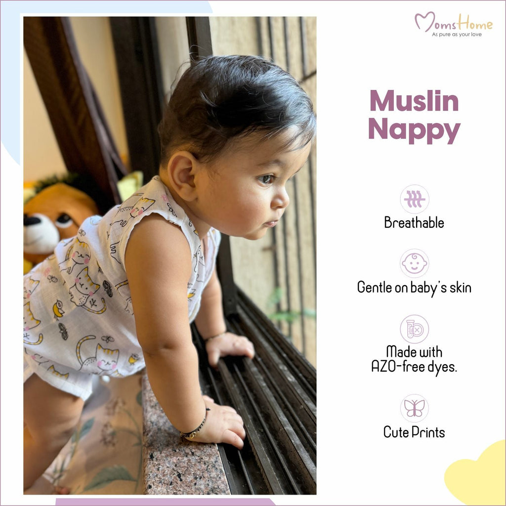 Organic Cotton Baby Muslin Nappies - Pack of 3