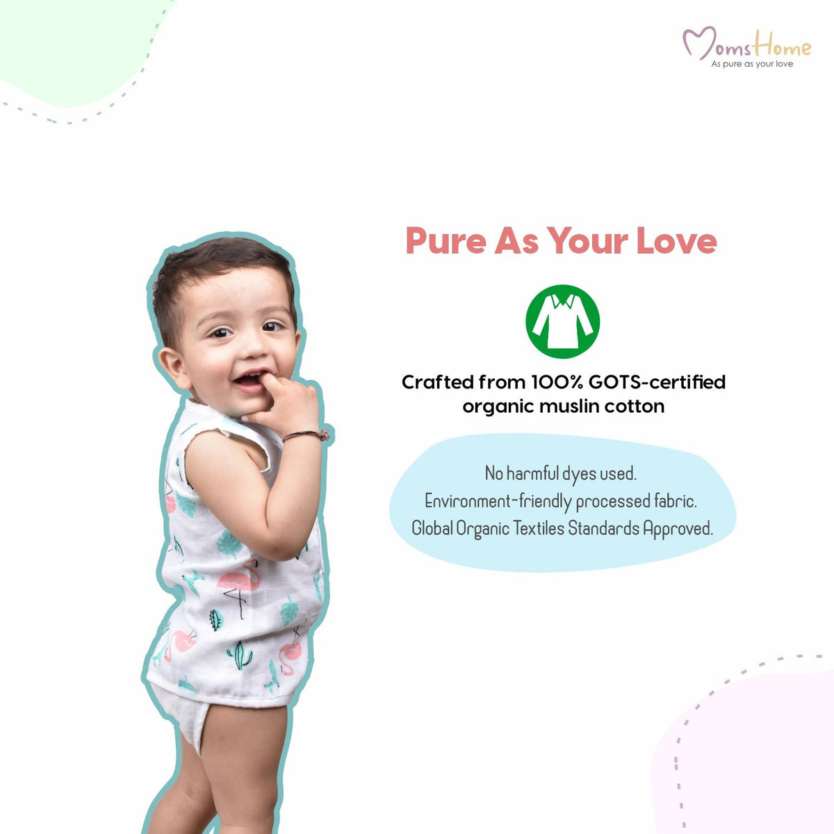 Organic Cotton Baby Muslin Nappies - Pack of 3