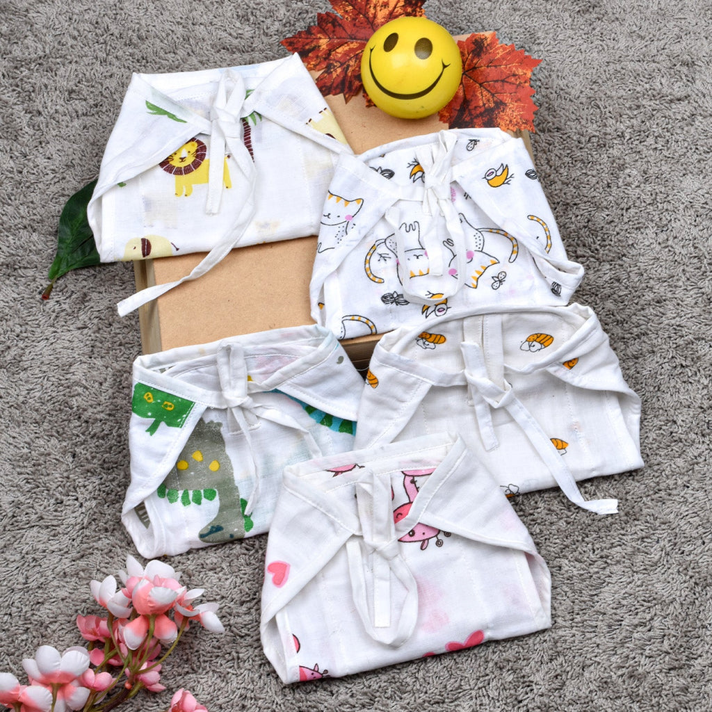 Organic Cotton Baby Muslin Nappies - Pack of 5