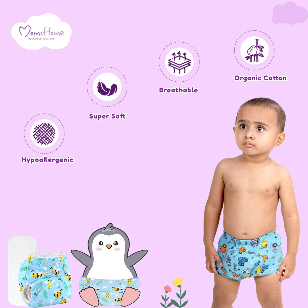 Organic Cotton Baby Nappy Time Combo
