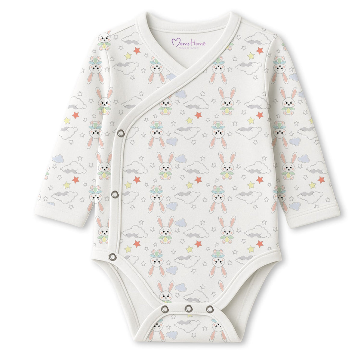Organic Cotton Front Open Kimono Onesie For New Born Baby - Pack of 1