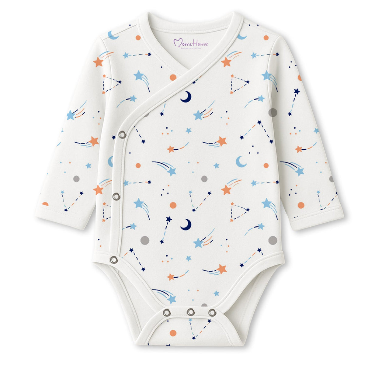Organic Cotton Front Open Kimono Onesie For New Born Baby - Pack of 1