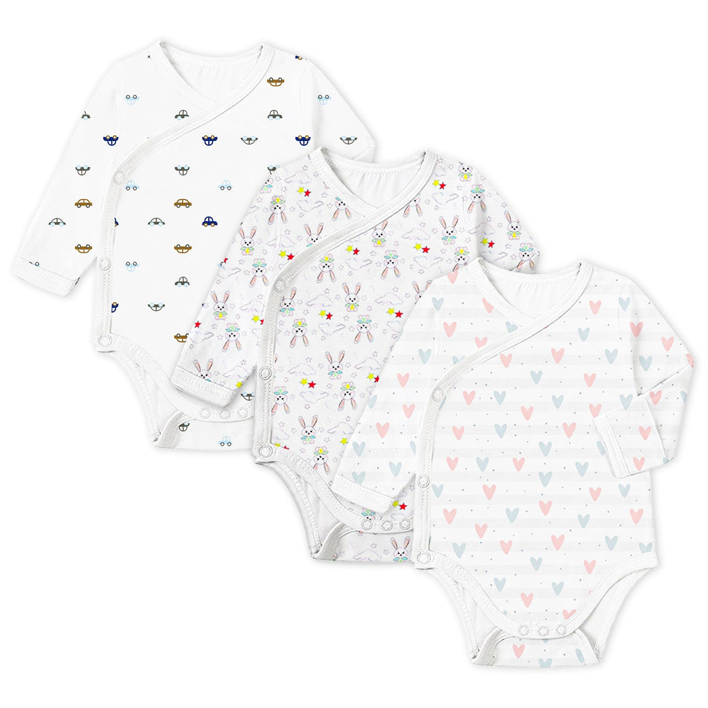 Organic Cotton Front Open Kimono Onesie For New Born Baby - Pack of 1