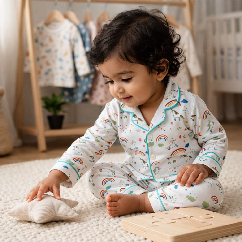 Organic Cotton Kids Night Suit - Unicorn