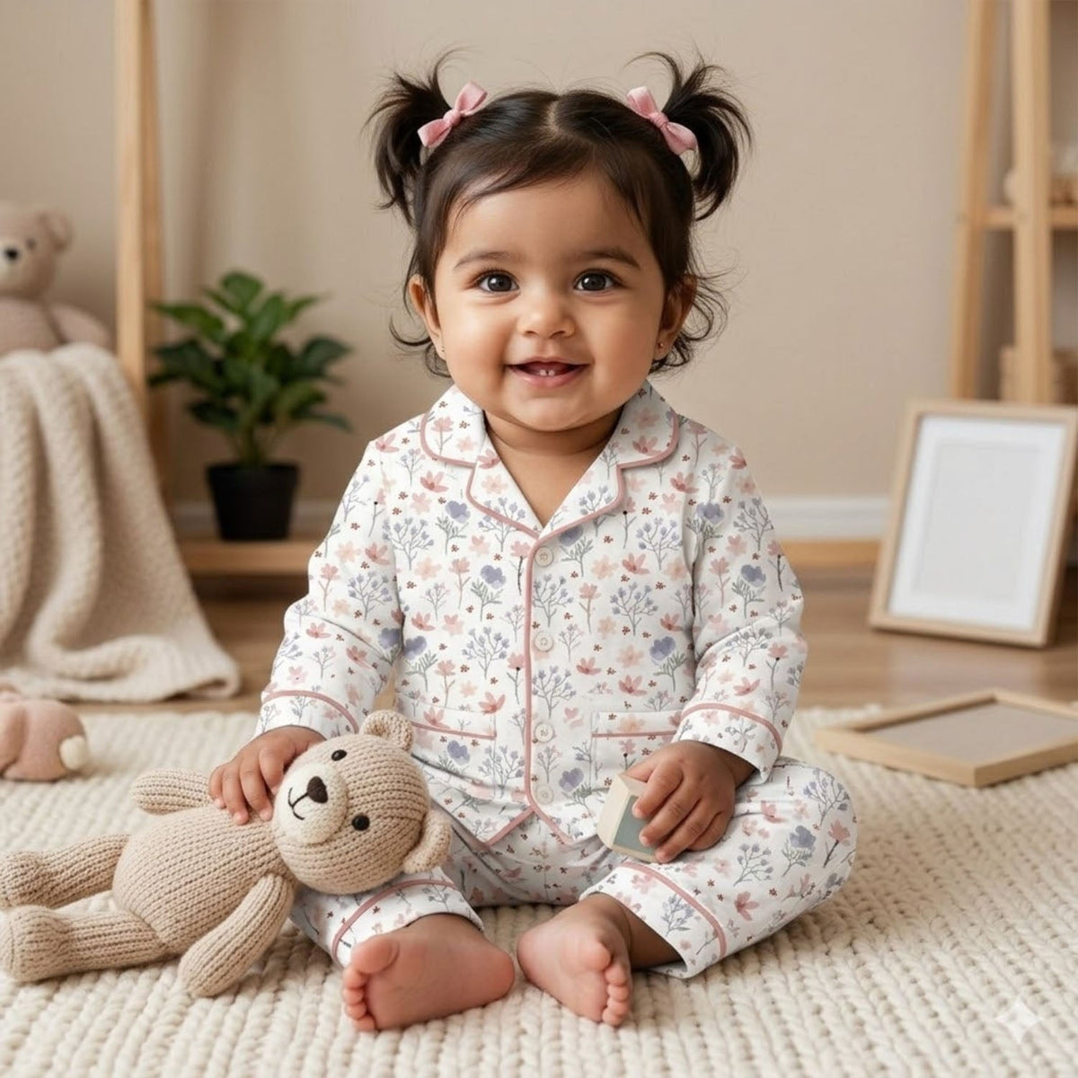 Organic Cotton Kids Night Suit - Blossom