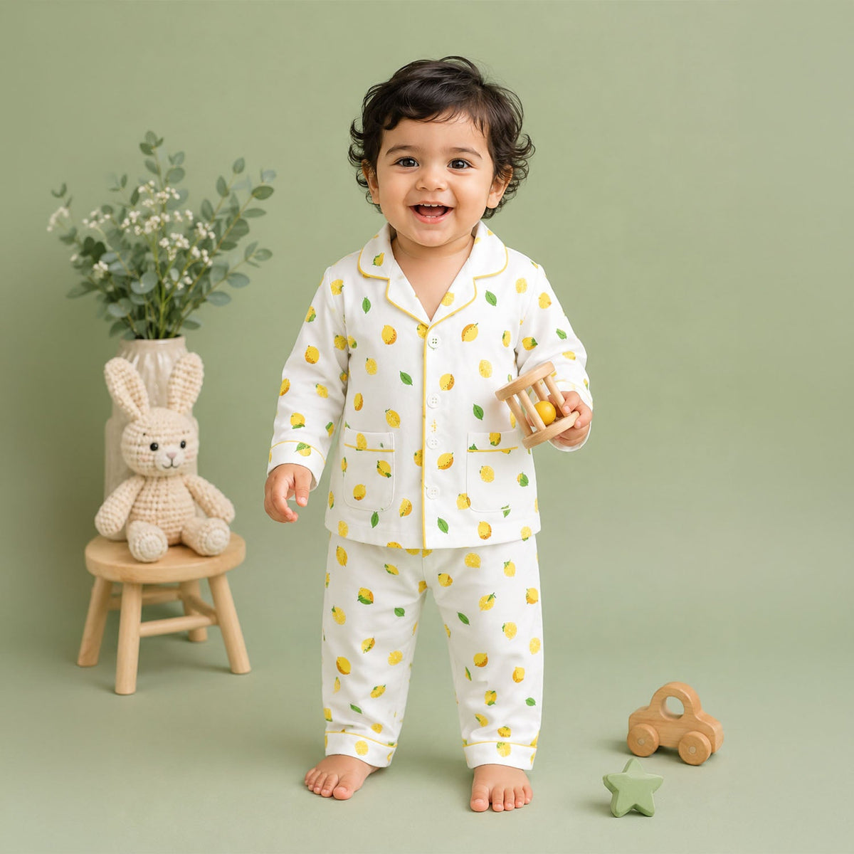 Organic Cotton Kids Pajama Set Combo - Lemon