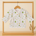 Organic Cotton Muslin Front Open Kimono Jhabla For New Born Baby - Avocado - Pack of 1