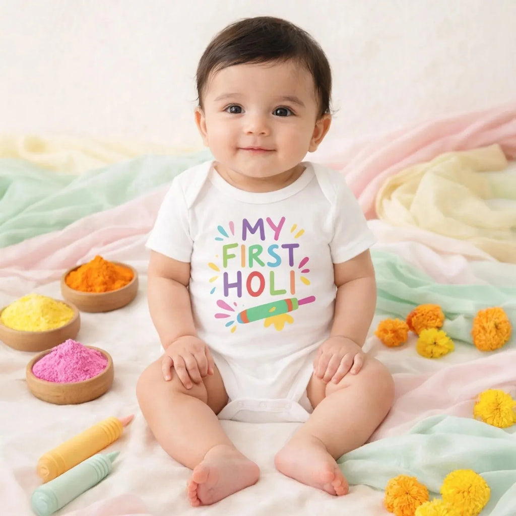 Organic Cotton My First Holi Baby Onesie Dress for Girl & Boy