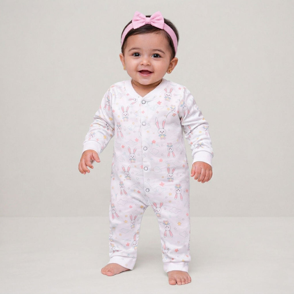 Organic Cotton New Born Baby Full Body Romper - Bunny