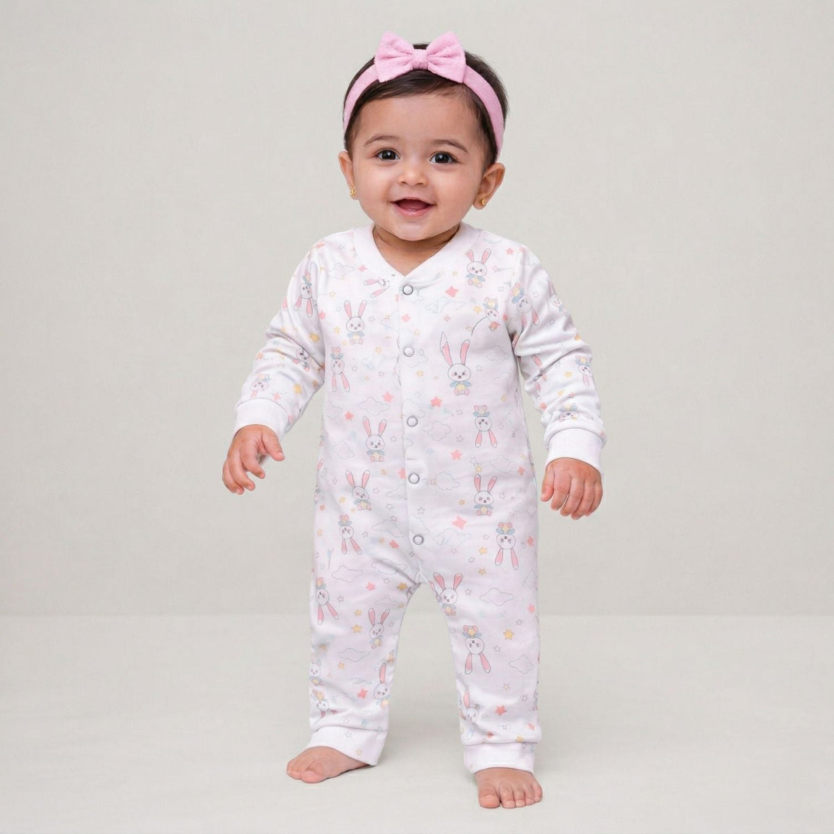 Organic Cotton New Born Baby Full Body Romper - Bunny