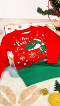 Organic Cotton Unisex Baby Winter Sweaters Dinosaur Red