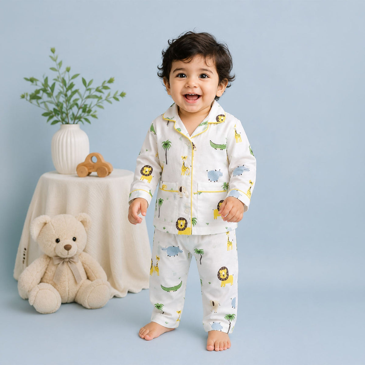 Organic Cotton Unisex Kids Pajama Set Combo - Lion