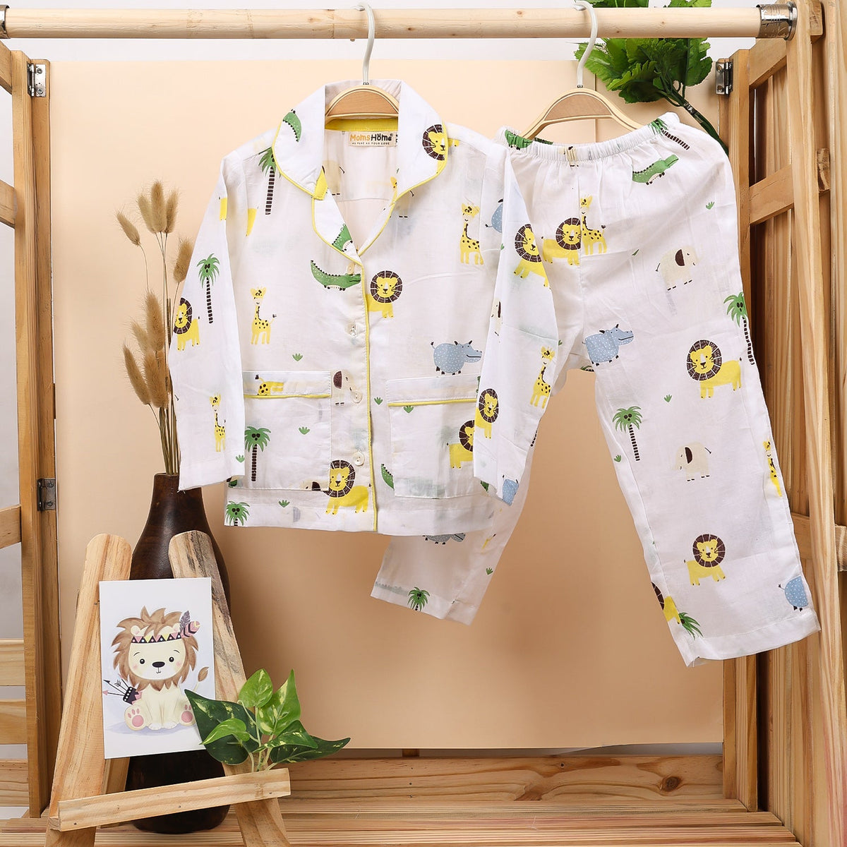 Organic Cotton Unisex Kids Pajama Set Combo - Lion