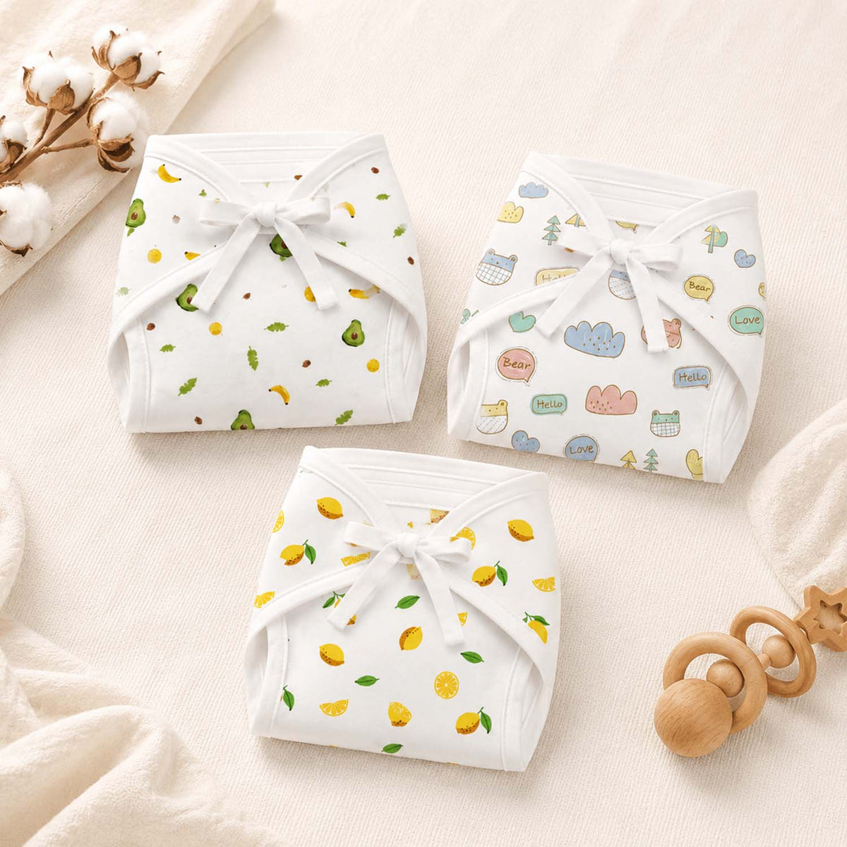 Printed Cushioned Nappies Combo - Pack of 3