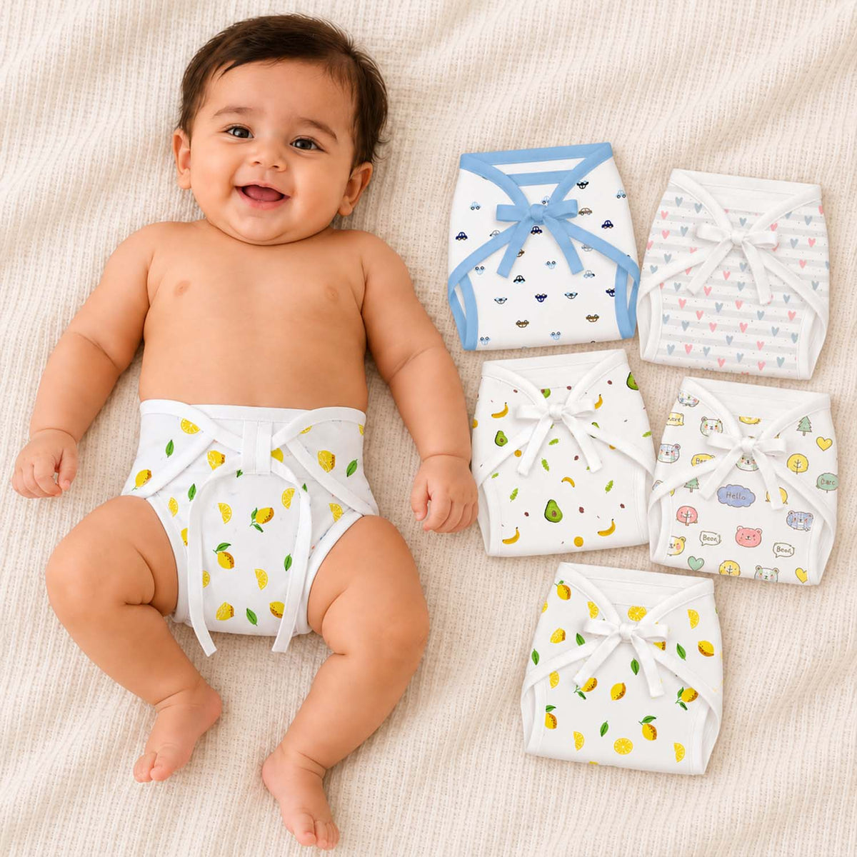 Printed Cushioned Nappies Combo - Pack of 3