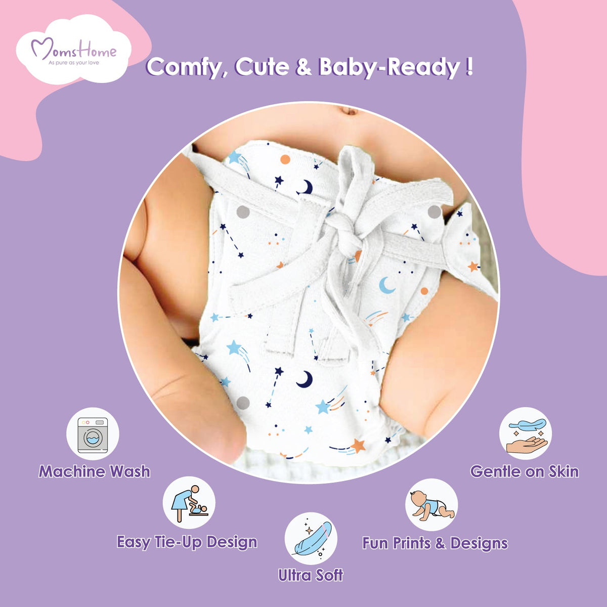 Printed Cushioned Nappies Combo - Pack of 3