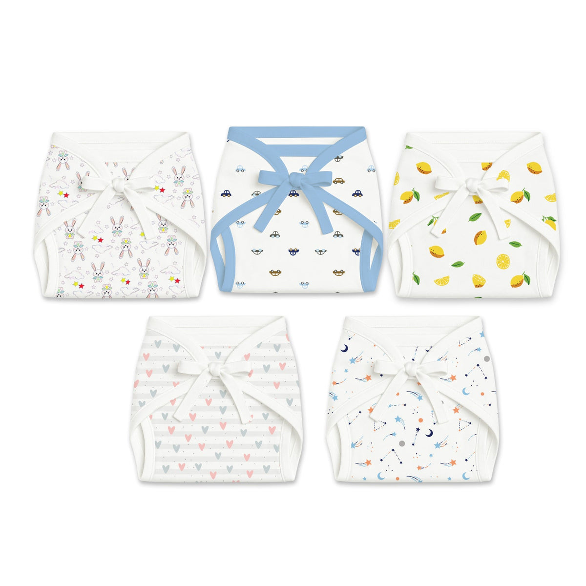 Printed Cushioned Nappies Combo - Pack of 5