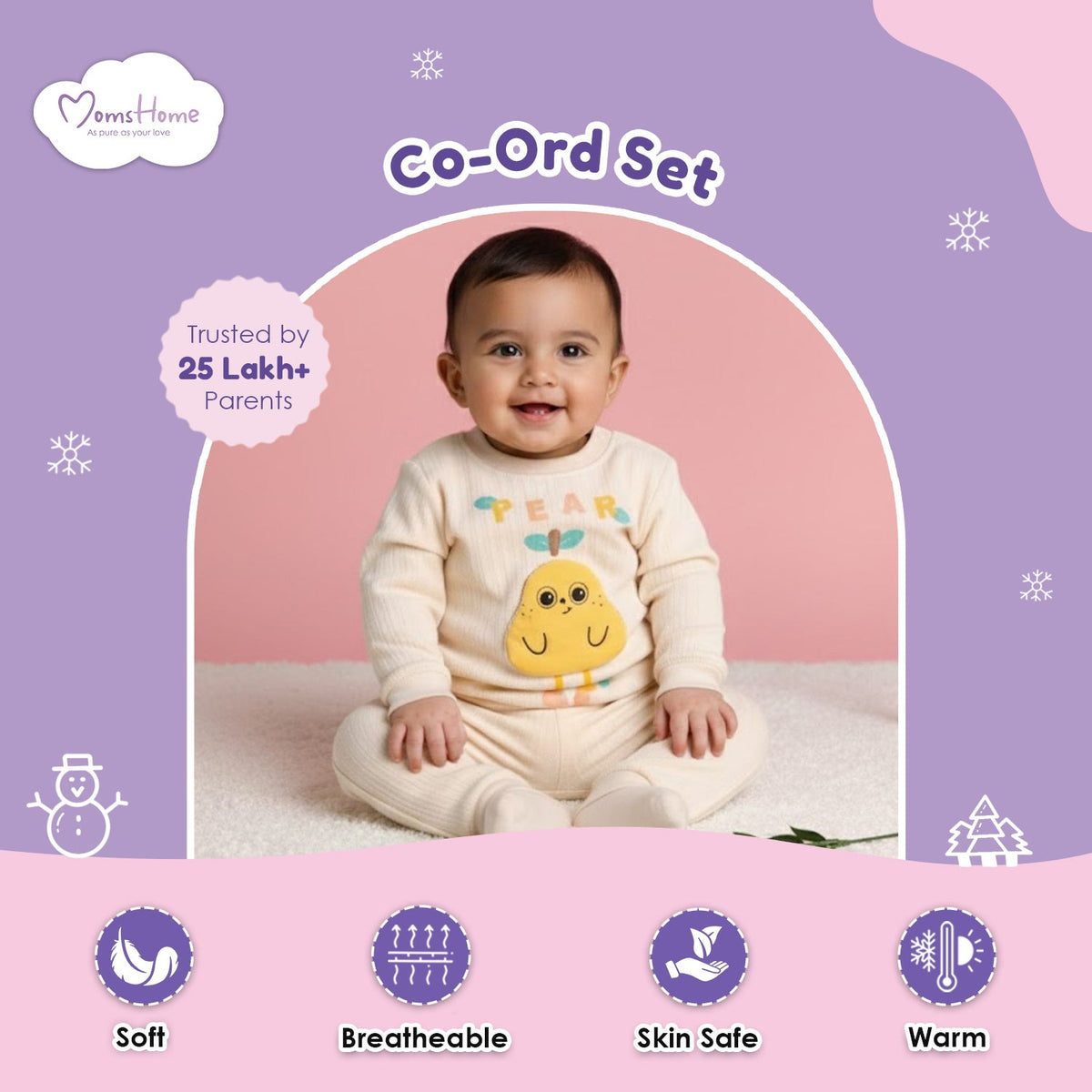 Winter Warm Full Sleeve Co-ord Sets For Baby - Set of 1
