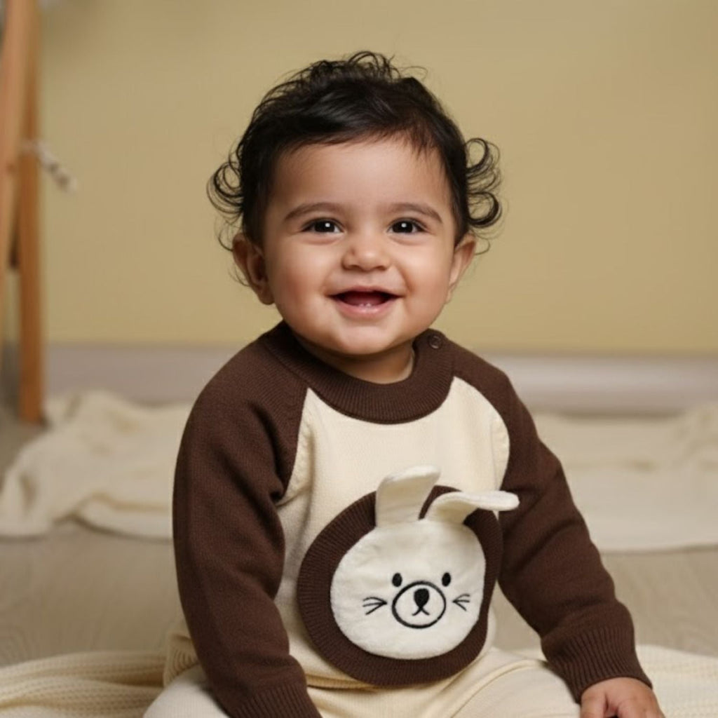 Winter Warm Woollen Full Sleeve Sweater For Baby - Bunny - Pack of 1