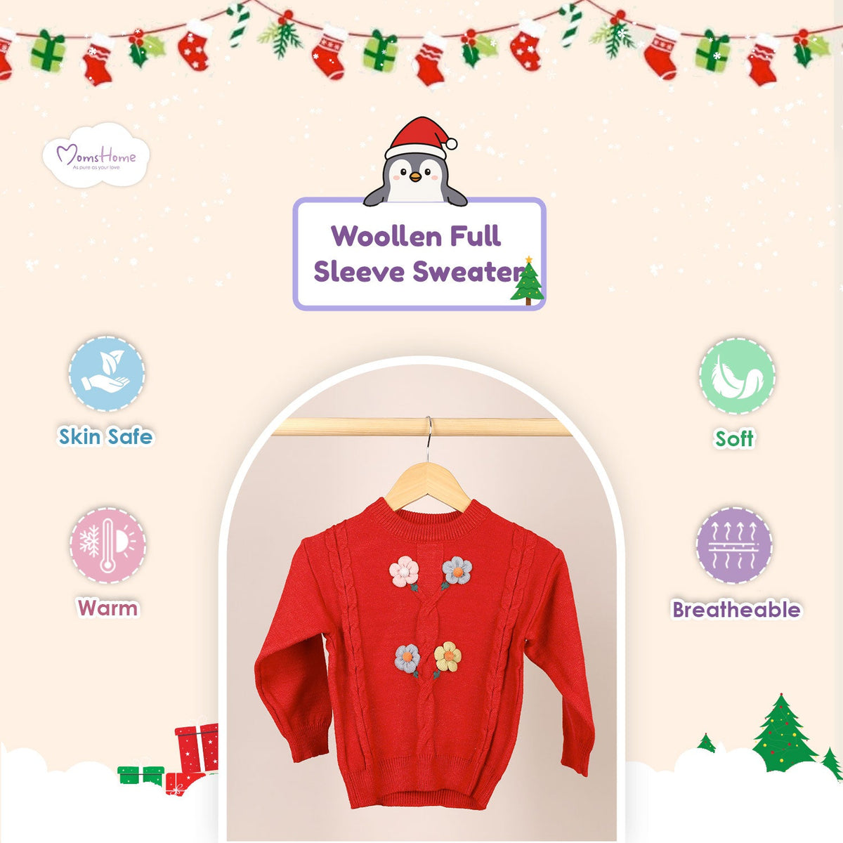 Winter Warm Woollen Full Sleeve Sweater For Baby - Pack of 1