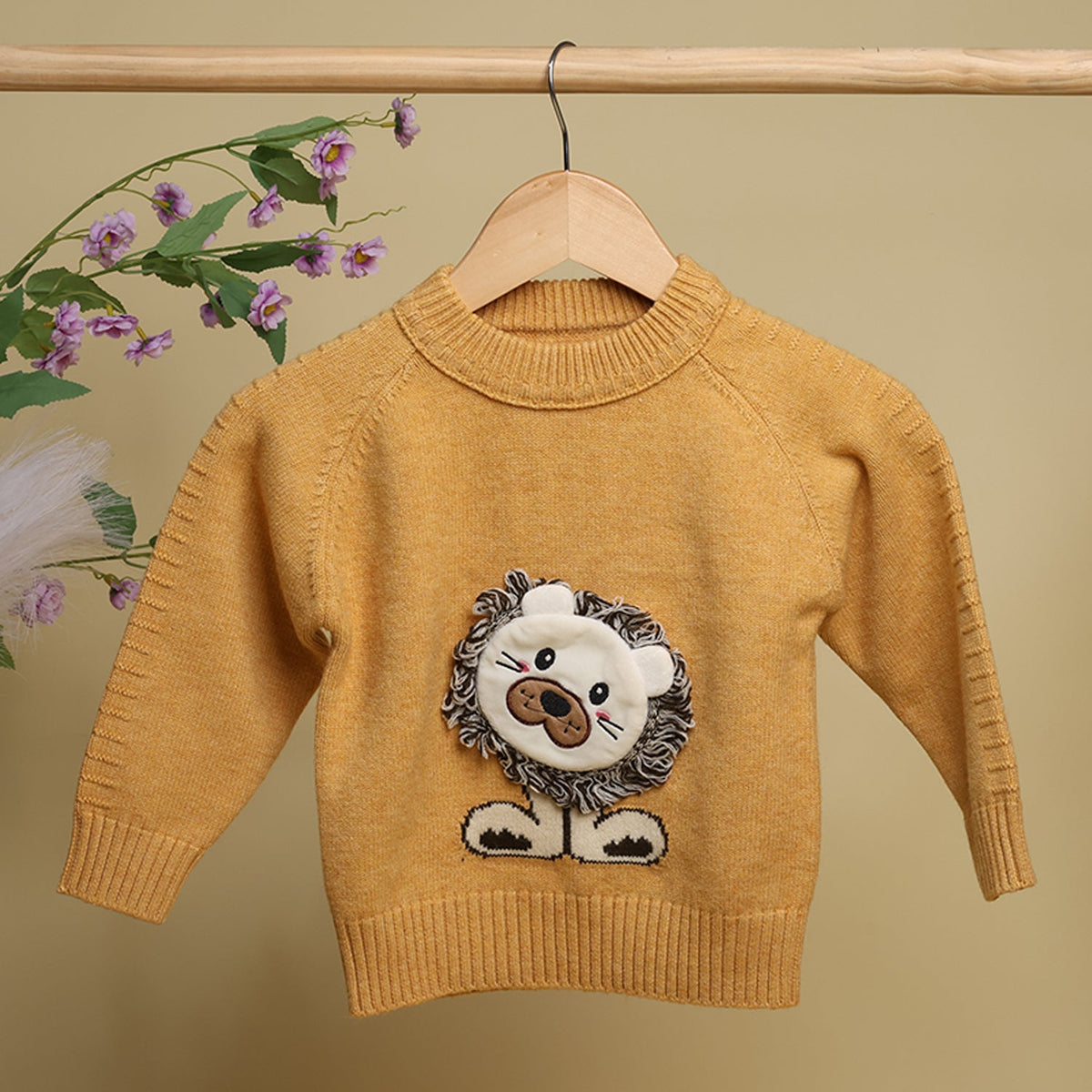 Winter Warm Woollen Full Sleeve Sweater For Baby - Lion - Pack of 1