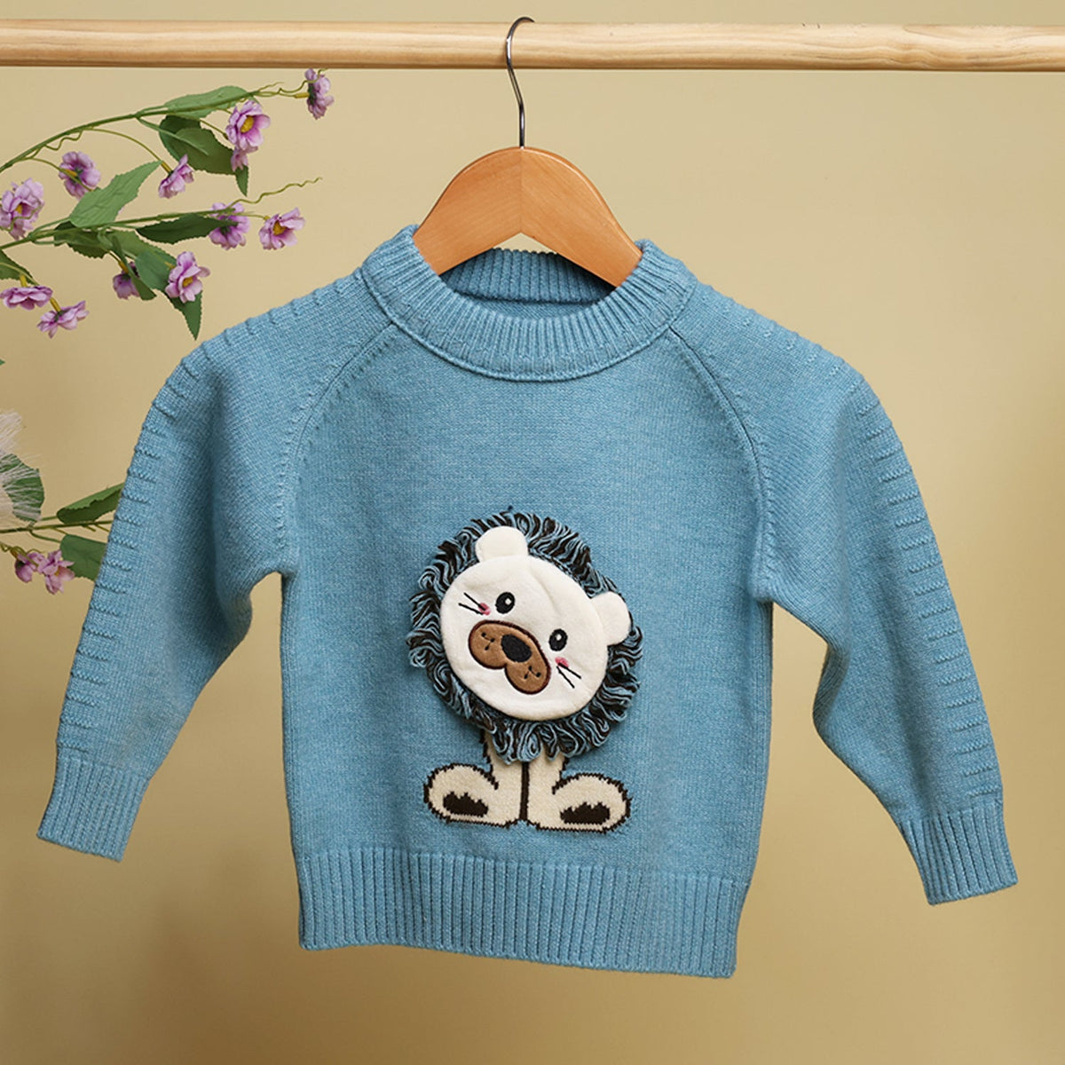 Winter Warm Woollen Full Sleeve Sweater For Baby - Lion - Pack of 1
