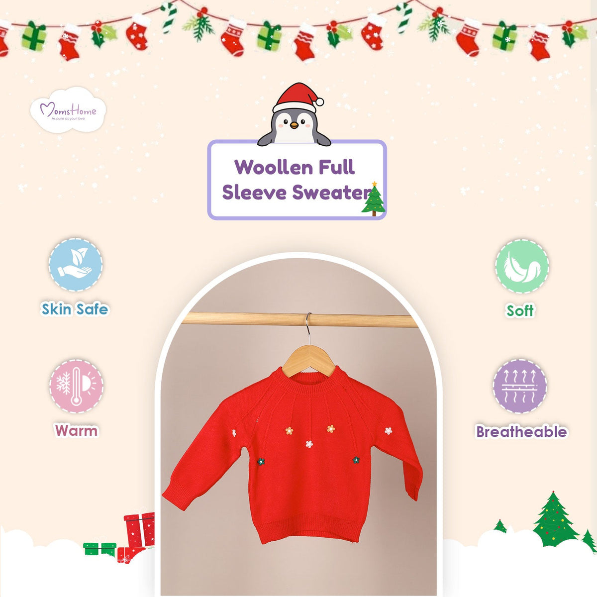 Winter Warm Woollen Full Sleeve Sweater For Baby - Pack of 1