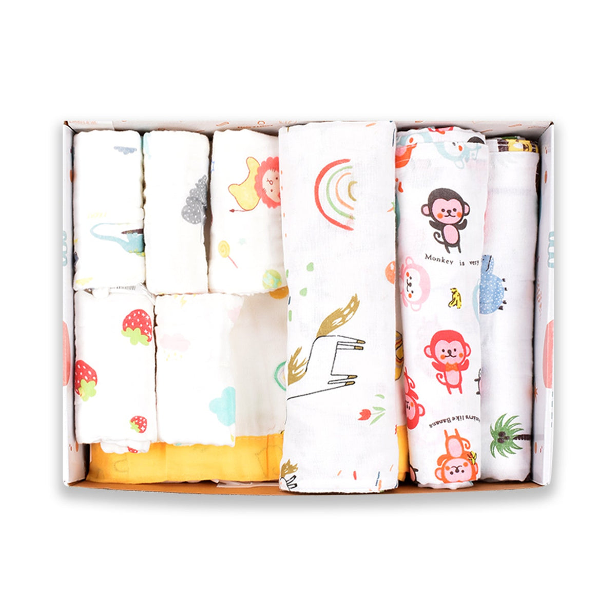 BABY UNISEX ORGANIC COTTON MUSLIN -9 PIECES GIFT SET