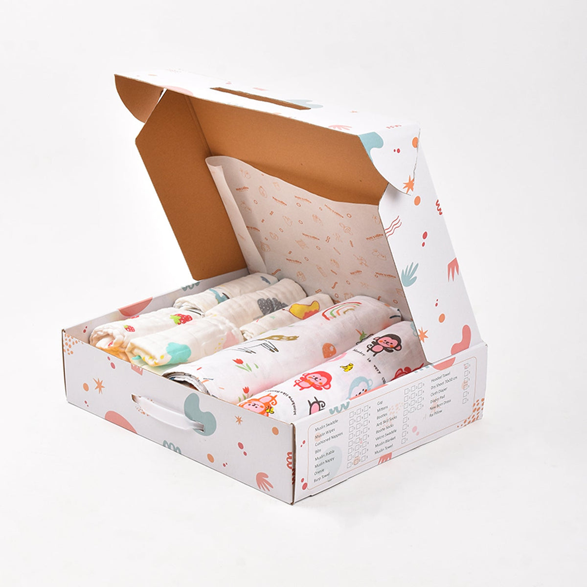 BABY UNISEX ORGANIC COTTON MUSLIN -9 PIECES GIFT SET
