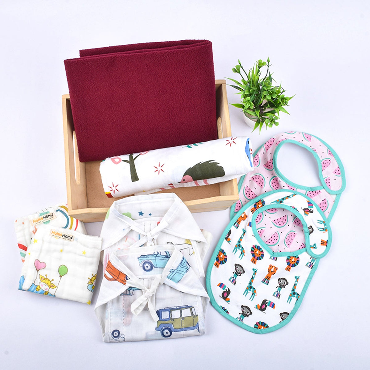 Baby Unisex Cotton Nappy Time Combo - Multicolor -8 Items
