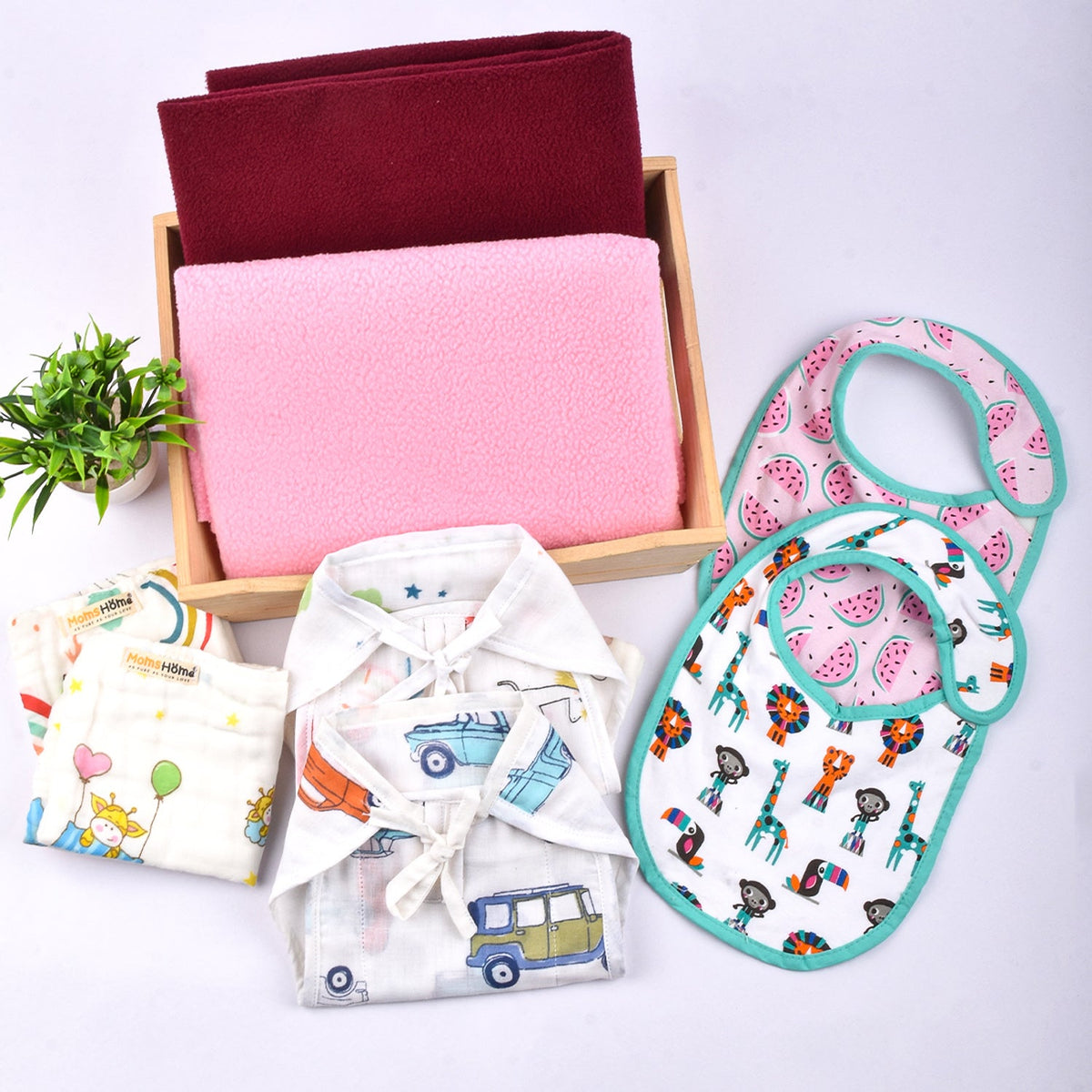 Baby Unisex Cotton Nappy Time Combo - Multicolor -8 Items
